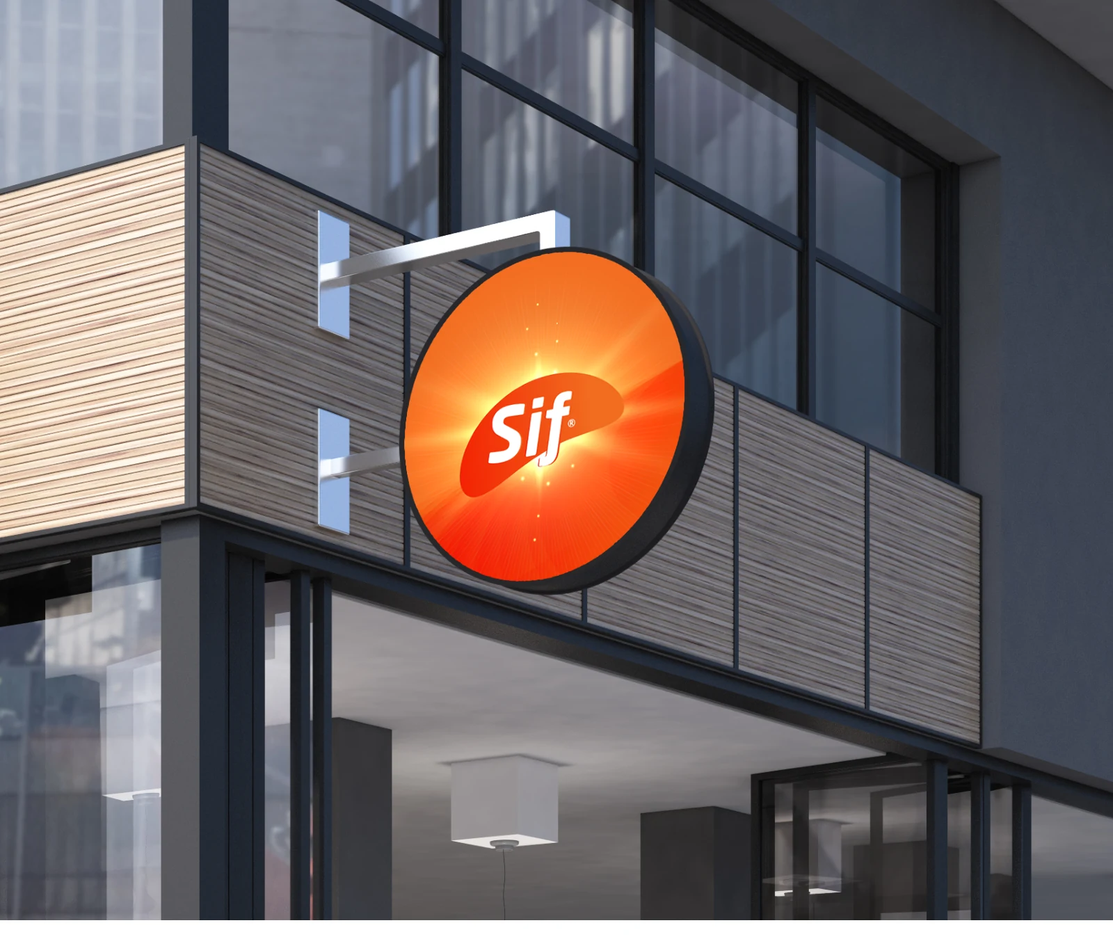 Circular storefront signage carrying the Sif identity.